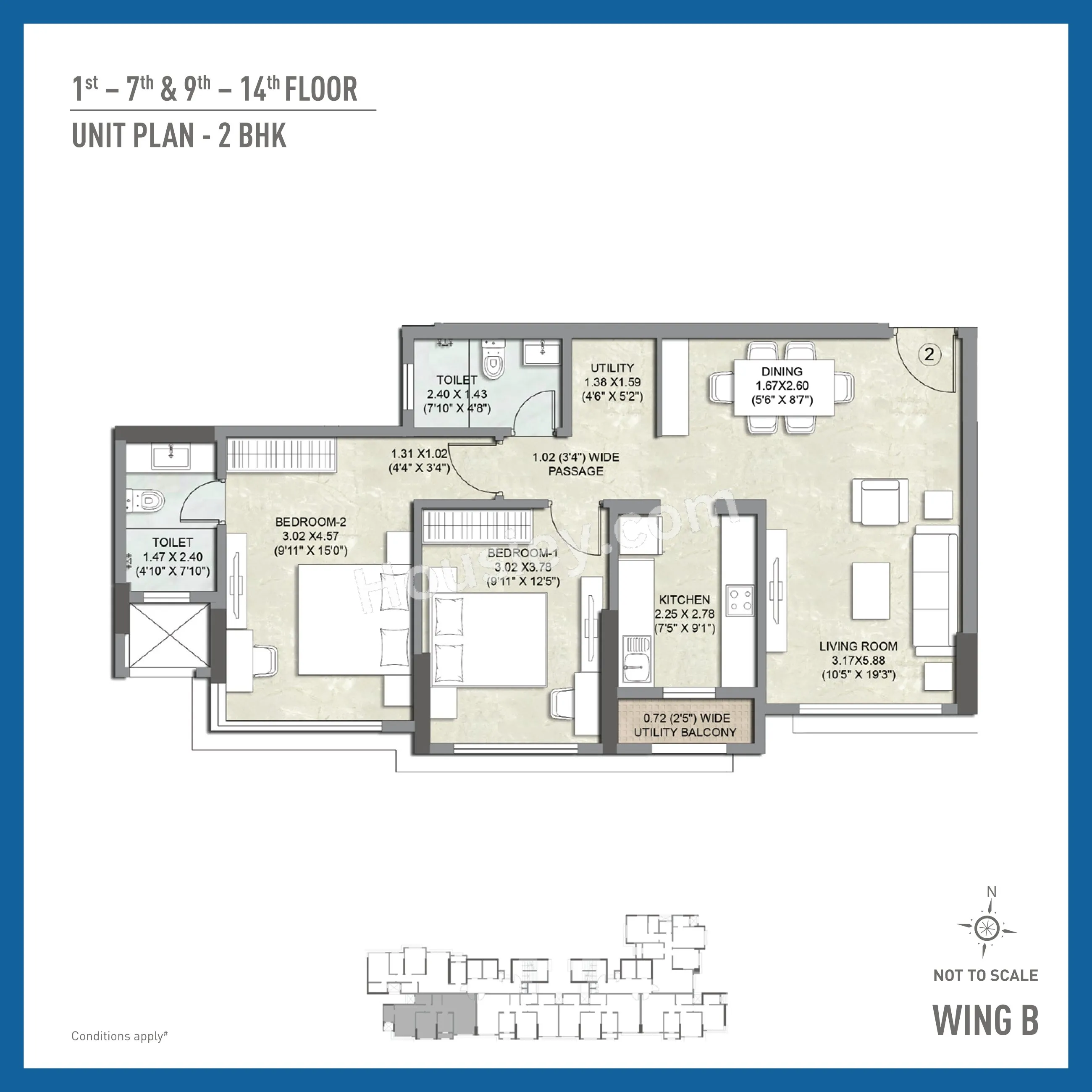 Kalpataru Bliss Unit plan - 789 sq.ft.